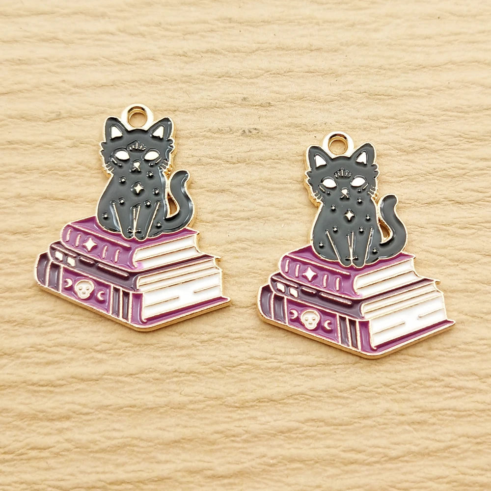10pcs Cat Charm for Jewelry Making Necklace Bracelet Earring Pendant Diy Accessories Alloy Metal Gold Plated