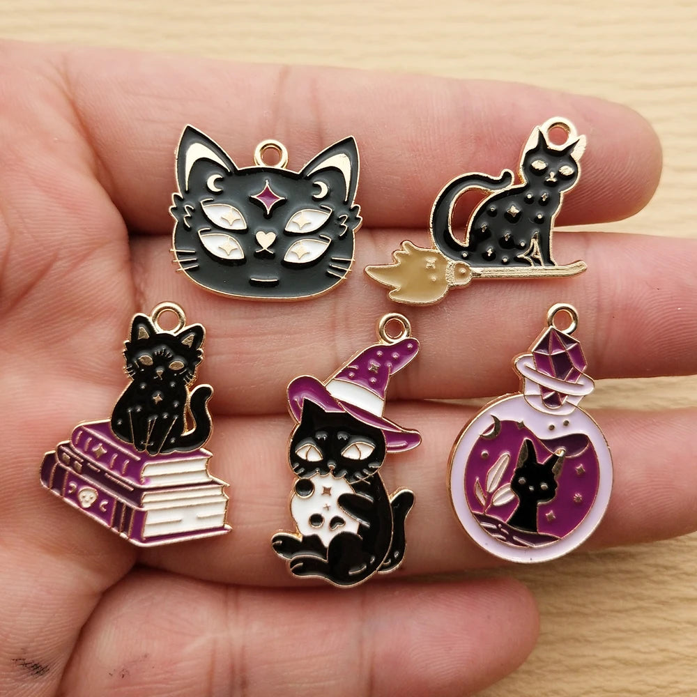 10pcs Cat Charm for Jewelry Making Necklace Bracelet Earring Pendant Diy Accessories Alloy Metal Gold Plated