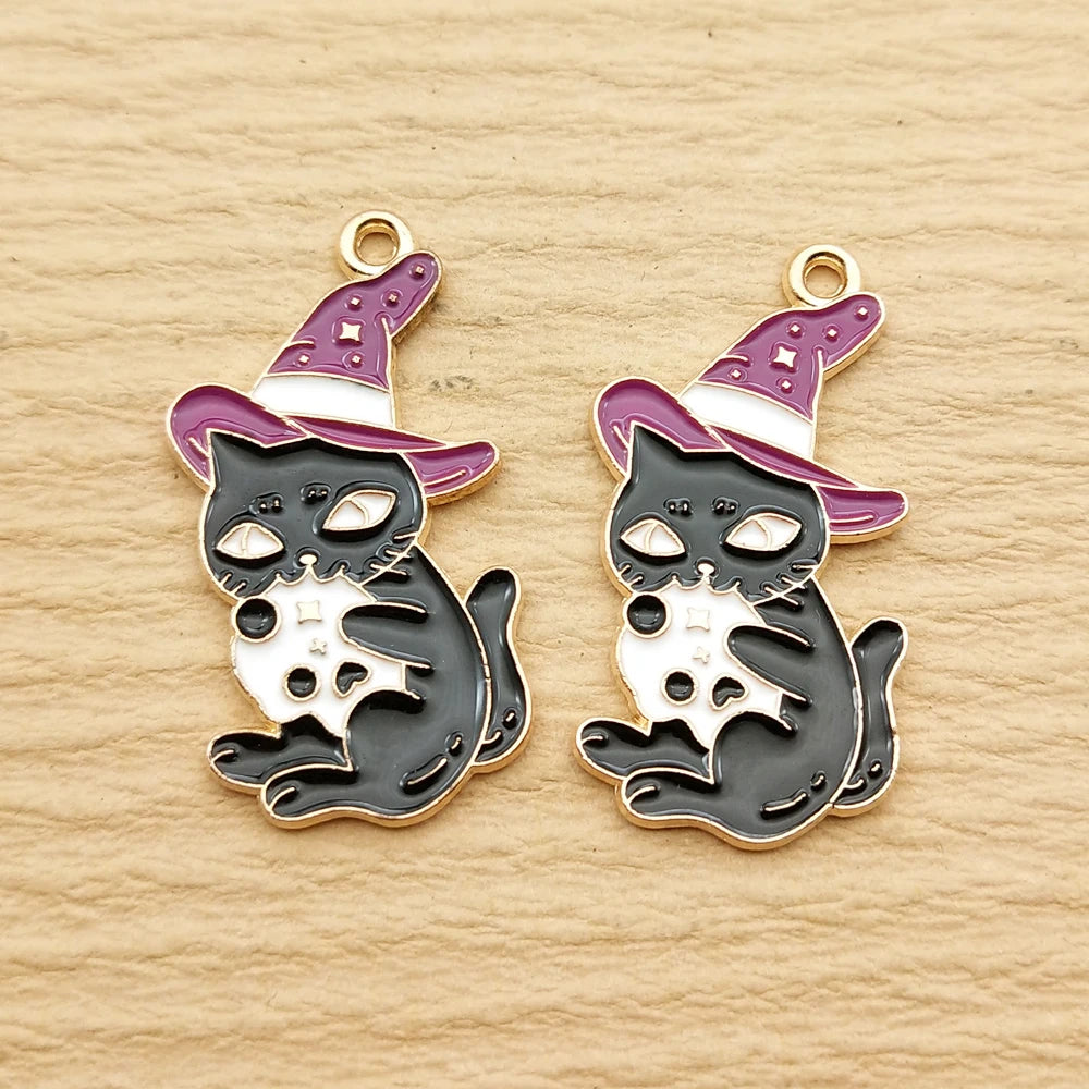 10pcs Cat Charm for Jewelry Making Necklace Bracelet Earring Pendant Diy Accessories Alloy Metal Gold Plated