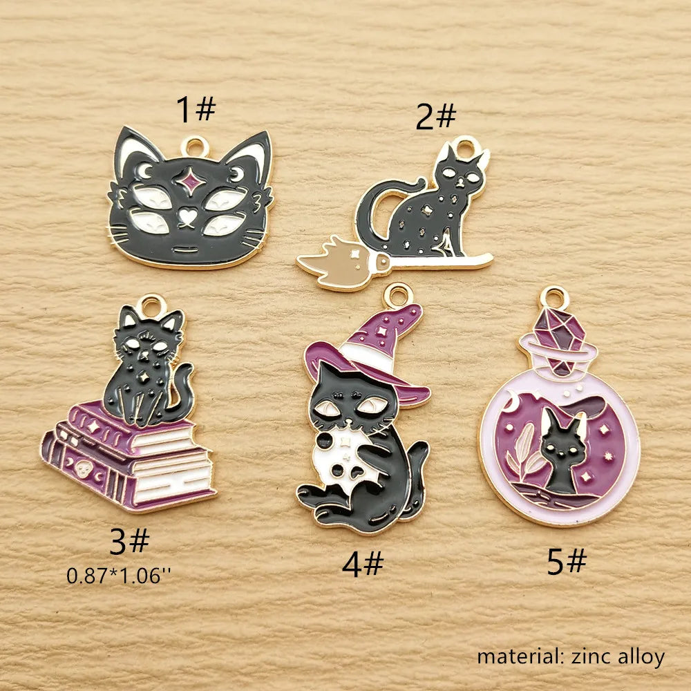 10pcs Cat Charm for Jewelry Making Necklace Bracelet Earring Pendant Diy Accessories Alloy Metal Gold Plated