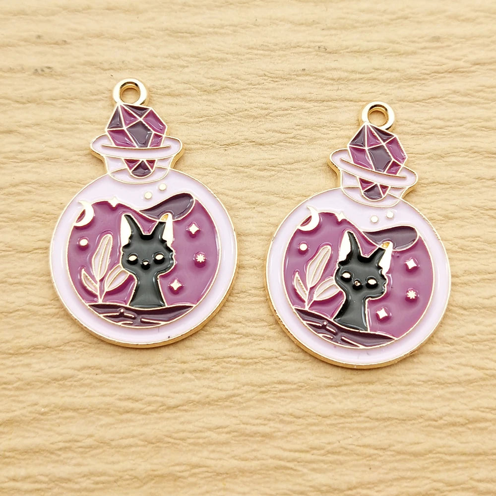 10pcs Cat Charm for Jewelry Making Necklace Bracelet Earring Pendant Diy Accessories Alloy Metal Gold Plated