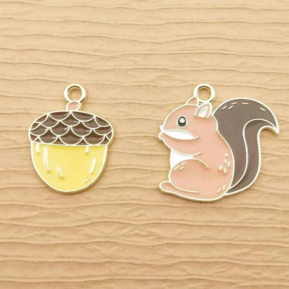 10pcs Enamel Squirrel Charm for Jewelry Making Earring Pendant Necklace Bracelet Accessories Diy Craft Supplies Alloy Metal