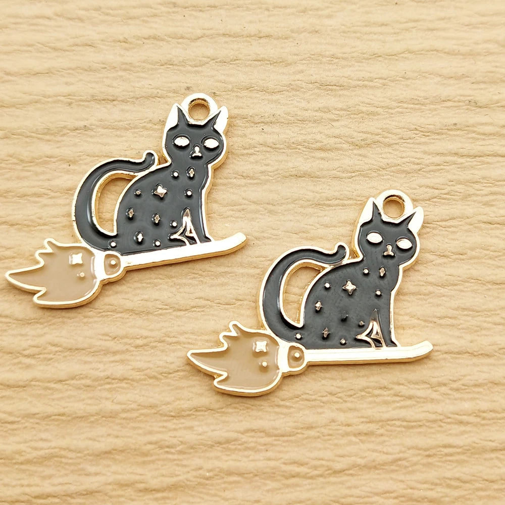 10pcs Cat Charm for Jewelry Making Necklace Bracelet Earring Pendant Diy Accessories Alloy Metal Gold Plated
