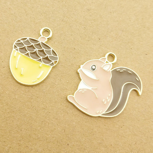 10pcs Enamel Squirrel Charm for Jewelry Making Earring Pendant Necklace Bracelet Accessories Diy Craft Supplies Alloy Metal