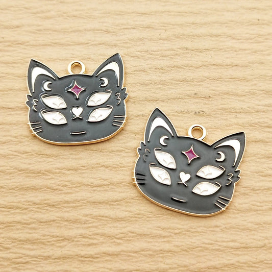 10pcs Cat Charm for Jewelry Making Necklace Bracelet Earring Pendant Diy Accessories Alloy Metal Gold Plated