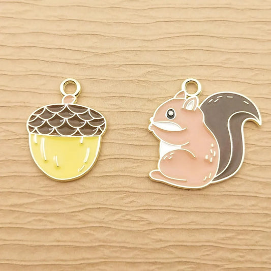 10pcs Enamel Squirrel Charm for Jewelry Making Earring Pendant Necklace Bracelet Accessories Diy Craft Supplies Alloy Metal