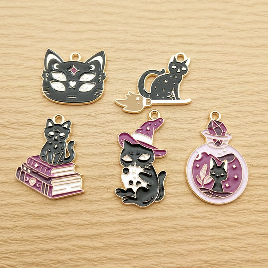 10pcs Cat Charm for Jewelry Making Necklace Bracelet Earring Pendant Diy Accessories Alloy Metal Gold Plated